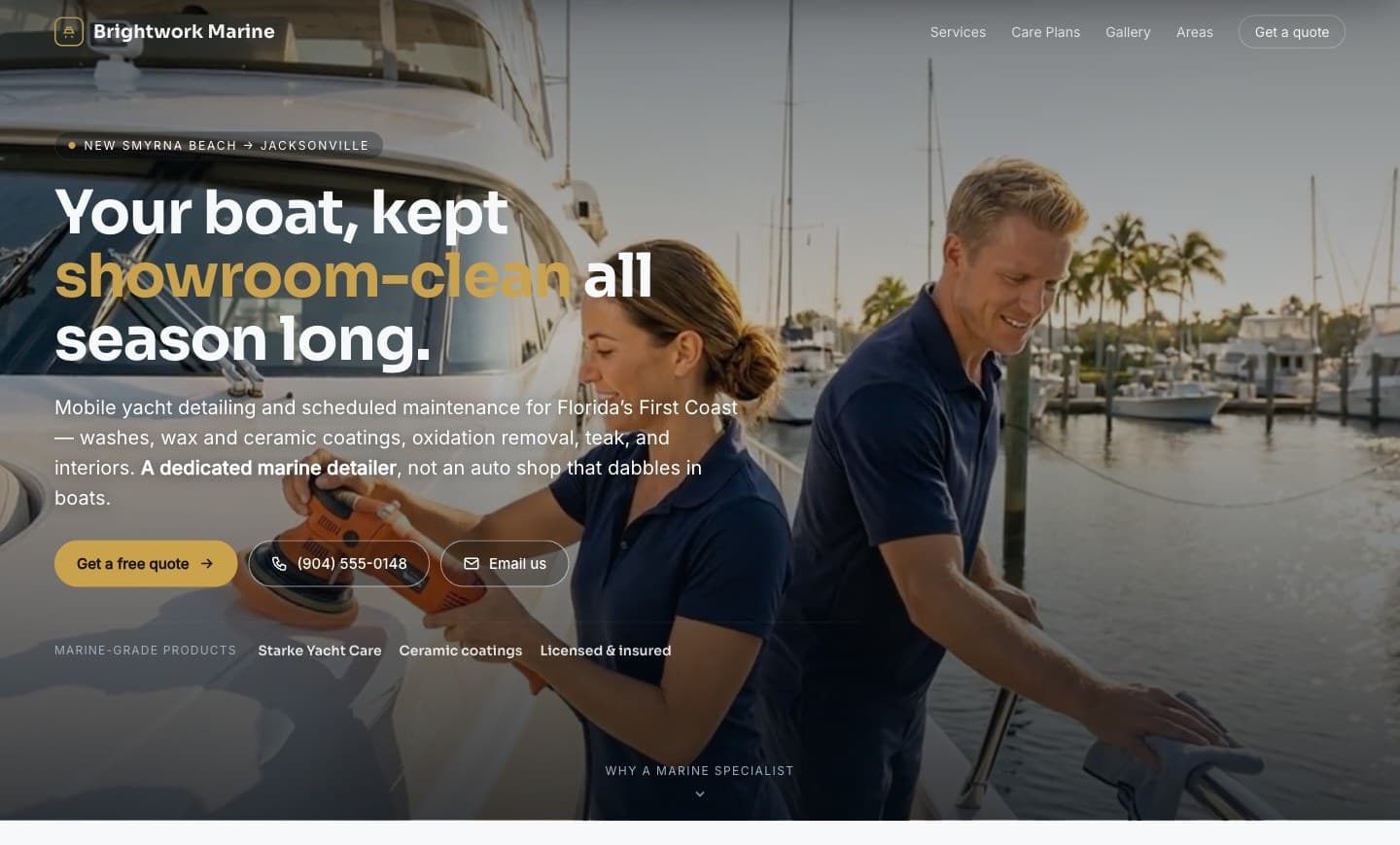 A marine detailing service website design